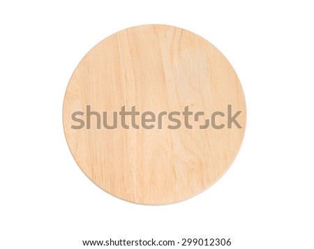 Brown wooden board isolate on white with clipping path - wood sign tag - Round shape Royalty-Free Stock Photo #299012306