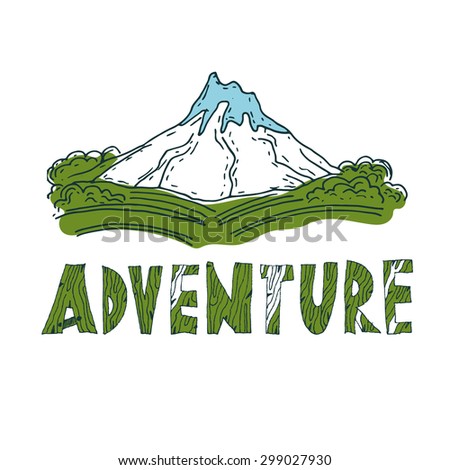 Hand drawn labels for adventure themes. Vector