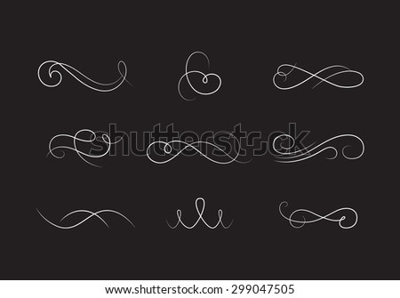 Vector Collection of Beautiful Elegant Flourishes. Vintage Calligraphic Elements. Abstract Swirl Decorative Dividers.