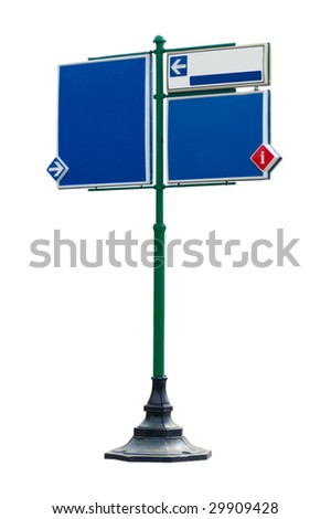 Direction sign on white background