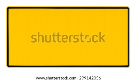 Blank Yellow road sign isolated on white background