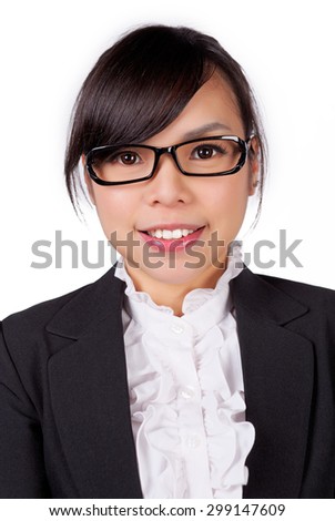 Asian woman wearing glasses eyewear. Portrait of young female professinal business woman wearing glasses