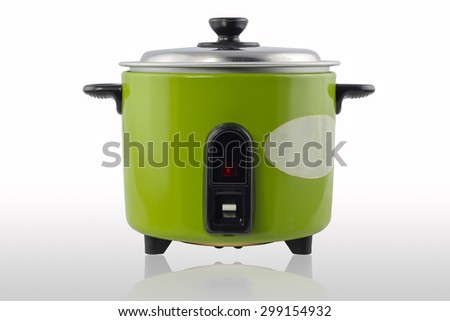 Green electric cooker on white background Royalty-Free Stock Photo #299154932
