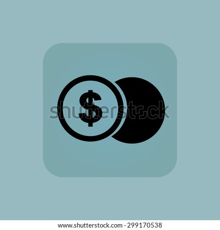 Image of coin with dollar symbol in square, on pale blue background