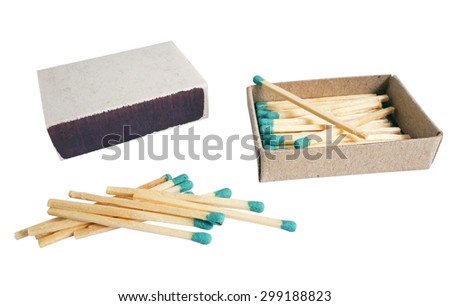 Open Box of Matches on White Background