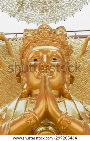 The statue of goddess guanyin at Taweewattana Road,Bangkok,Thailand.