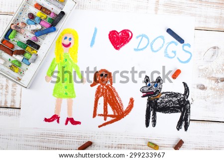 colorful drawing: I love dogs