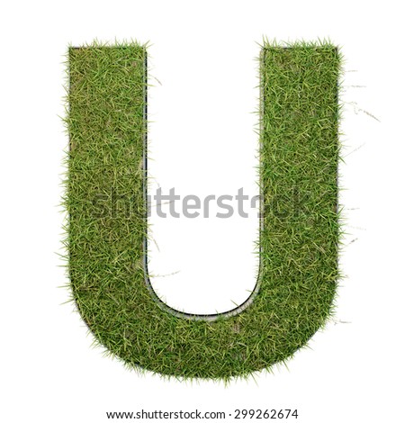 Grass letter growing on wood with metal frame