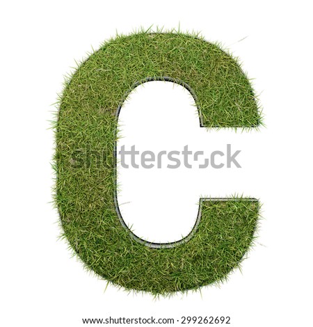 Grass letter growing on wood with metal frame