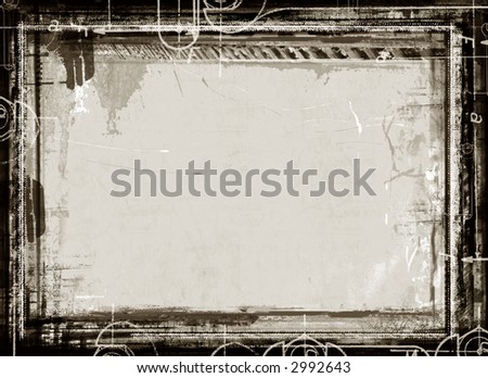Computer designed highly detailed grunge  border and aged textured background with space for your text or image