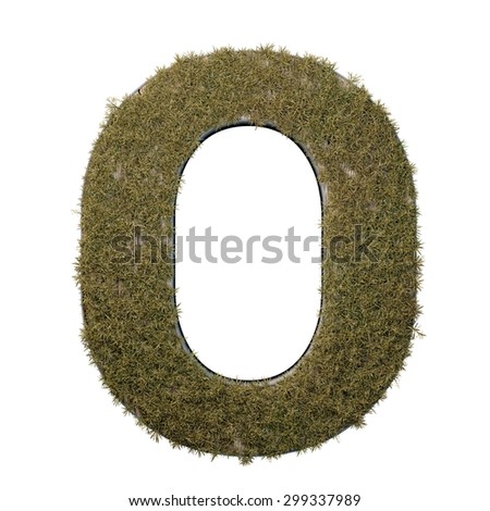 Letter O made of dead grass, growing on wood with metal frame