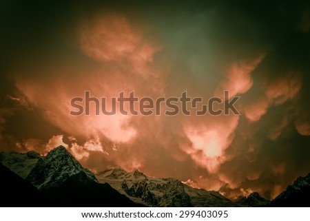 Abstract clouds in the mountains