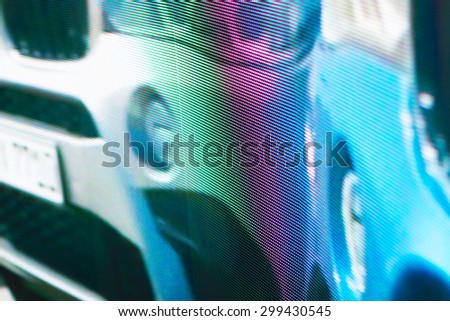 Car picture formed on LED screen - background