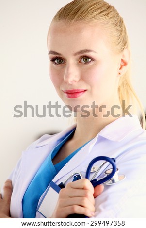Closeup portrait of a  doctor with stethoscope