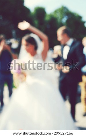 bride and groom,abstract blurred wedding background