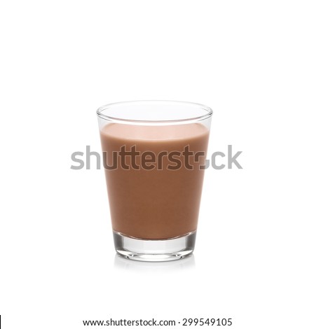Glass of chocolate milk isolated on white background Royalty-Free Stock Photo #299549105