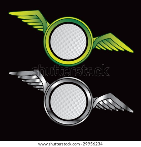 winged icon featuring golf ball