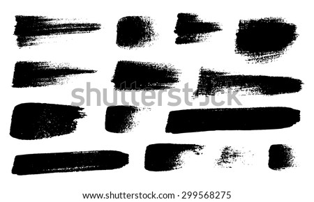 Vector set of grunge brush strokes, black isolated on white background. Royalty-Free Stock Photo #299568275