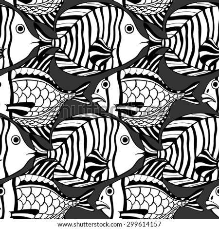 Seamless fish background. Vector illustration