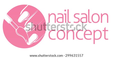 Nail bar, nail technician or salon manicurist concept of a nail being painted with a brush