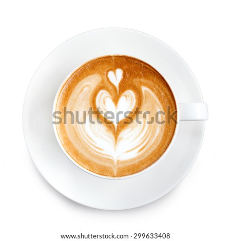 Top view latte art coffee  Royalty-Free Stock Photo #299633408