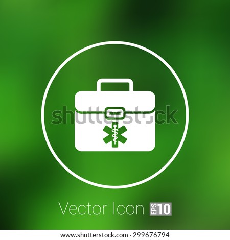 First aid vector icon kit medical box cross symbol.