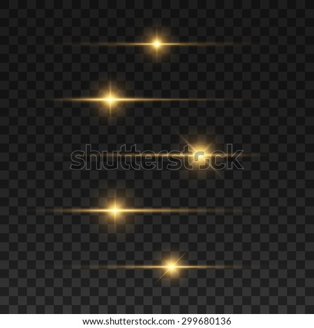 Glowing lights and stars. Isolated on black transparent background. Vector illustration, eps 10. Royalty-Free Stock Photo #299680136