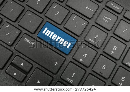Black laptop keyboard with internet button