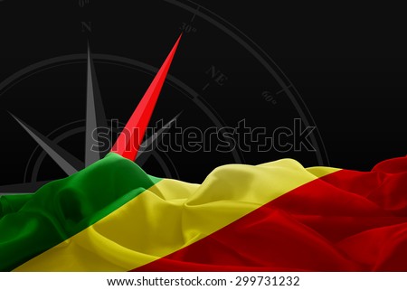 Congo High Resolution flag and Navigation compass in background