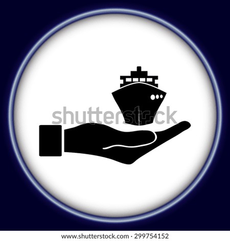 ship icons in hand - vector icon 