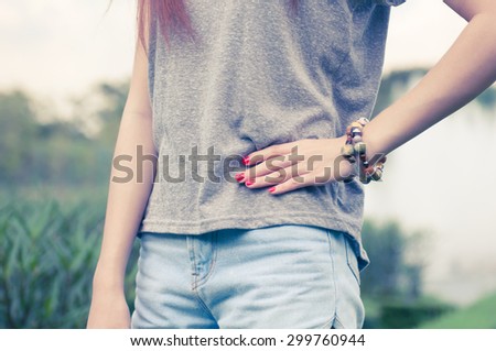 female with bracelets