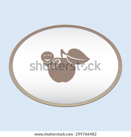 Apple with worm vector icon