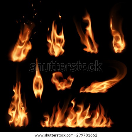 Fire flames set