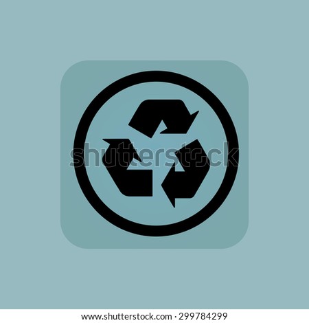 Recycle sign in circle, in square, on pale blue background