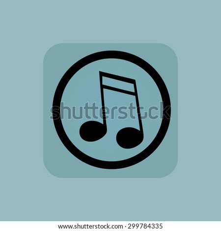 Sixteenth note in circle, in square, on pale blue background