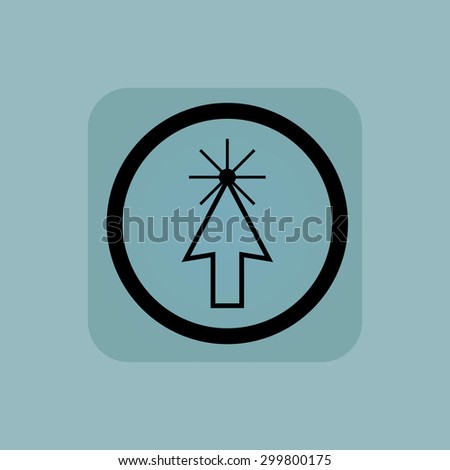 Arrow cursor in circle, in square, on pale blue background