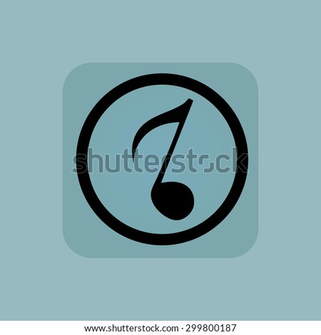 Eighth note in circle, in square, on pale blue background