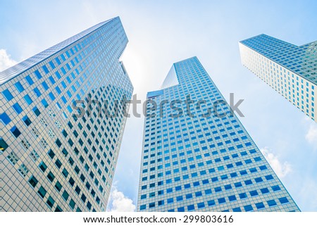 Skyscraper building at singapore - bright light processing style pictures
