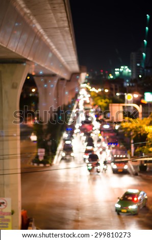 motion blur and blurry taxi cabs stop in traffic jam
