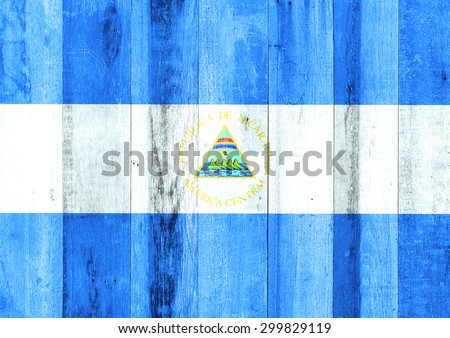Nicaragua flag on wooden background