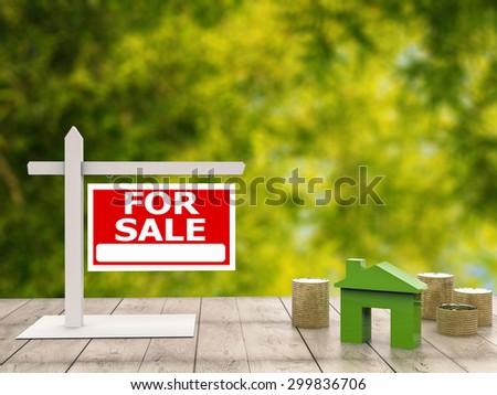 for sale sign with mock up house