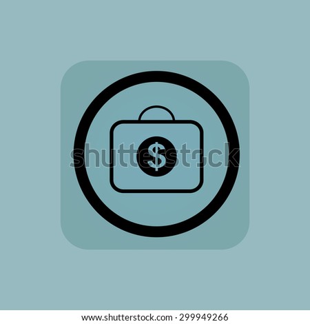 Bag with dollar symbol in circle, in square, on pale blue background