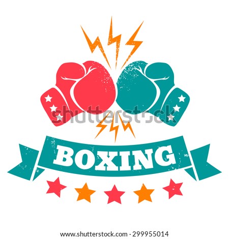 Vintage logo for a boxing on grunge background Royalty-Free Stock Photo #299955014