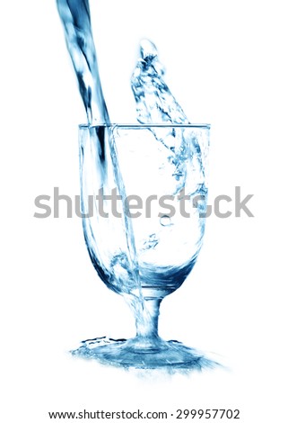 Water splashing in a wine glass , isolated on white.