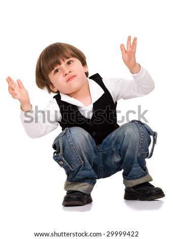 Attractive little boy isolated over white
