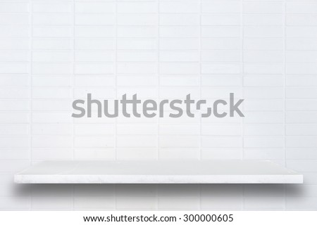 Empty top of natural stone shelves and stone wall background. For product display Royalty-Free Stock Photo #300000605
