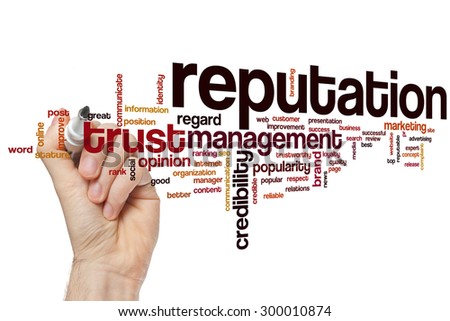 Reputation word cloud concept with crediblity brand related tags Royalty-Free Stock Photo #300010874