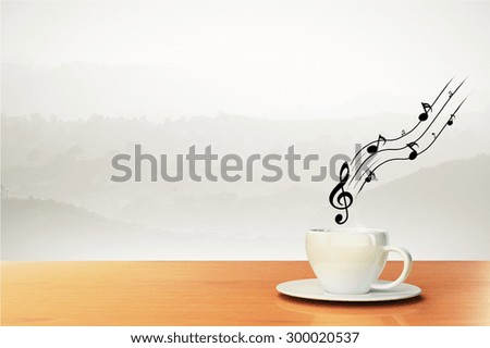 cup of coffee and musical notes, concept