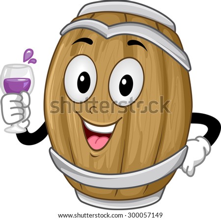 Background Illustration of a Wine Barrel Holding a Glass of Wine