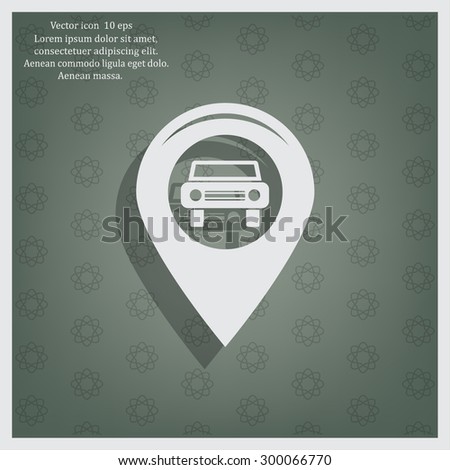 Map pointer with car icon. Vector illustration
